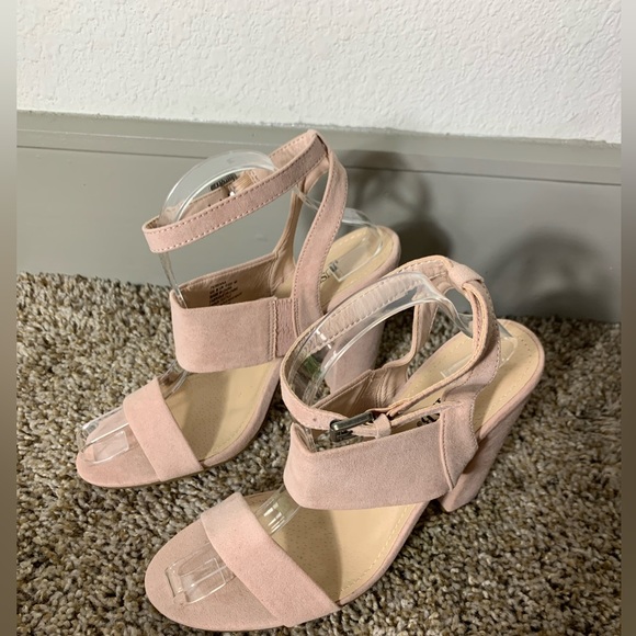 JustFab Perenna Heeled Sandal Pink Suede Chunky Heel size 9 - Picture 3 of 14